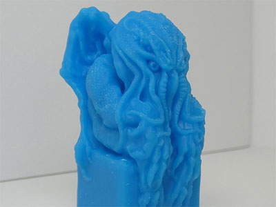 Blue Resin printed statue